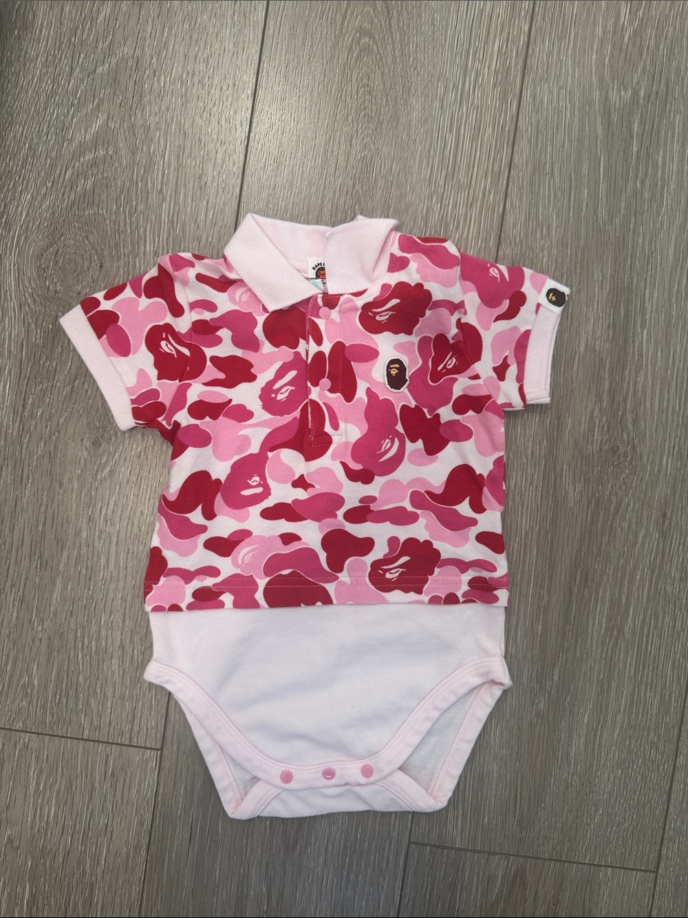 Bape Kids Pink & Red Camo Polo One-Piece